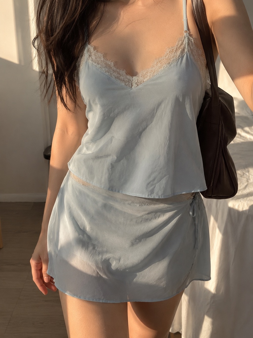 Forever 21 Light Blue Lace-Trim Cami